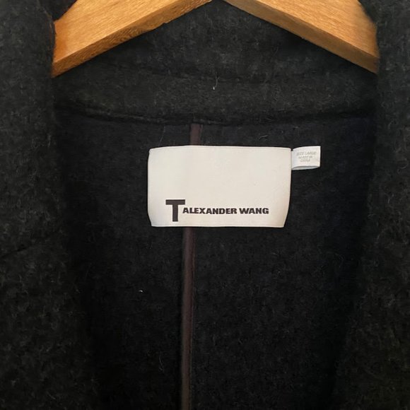 T by Alexander Wang Designer Charcoal Wool Coat - Picture 5 of 12